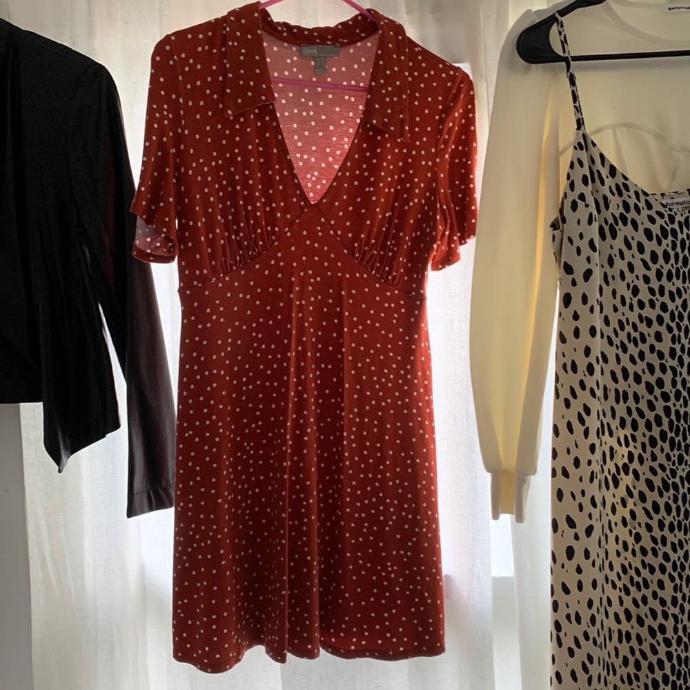Asos red polka dot mini dress